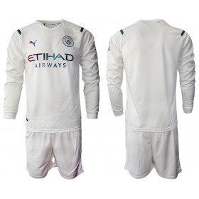 Koszulka Manchester City Dziecięcy Wyjazdowe Stroje Piłkarskie 2021/22 Długi Rękaw